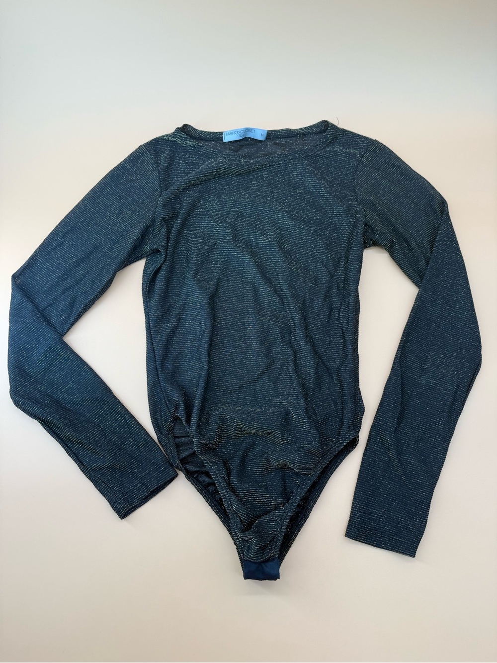 Long-Sleeve‎ Shimmery Black Bodysuit
